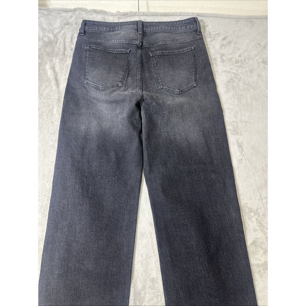 Quince Bella Stretch Relaxed Straight Jeans Womens Size 32 Charcoal Black Denim - Picture 8 of 9